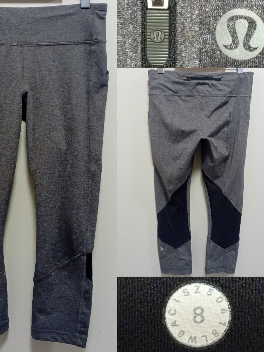 Lululemon Pace Rival Crop Heathered Black Luxtreme Size 8 Medium